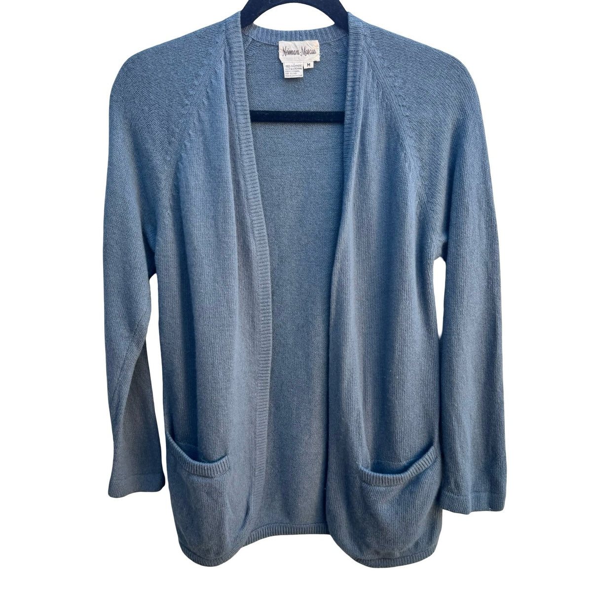 Neiman Marcus Vintage Cashmere Quiet Luxury Old Money Open Front Cardigan Blue M