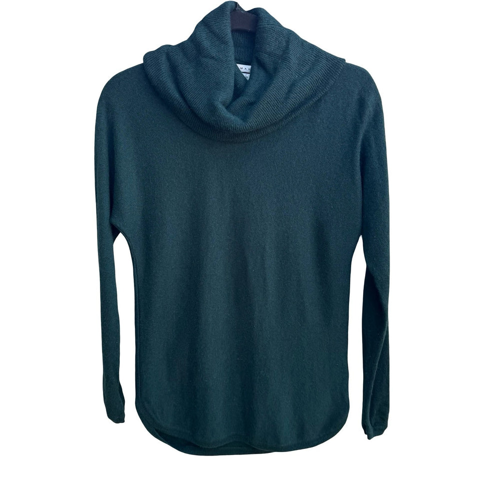 Max Studio 100% 2 Ply Cashmere Quiet Luxury Minimalist Preppy Cowl Neck Sweater