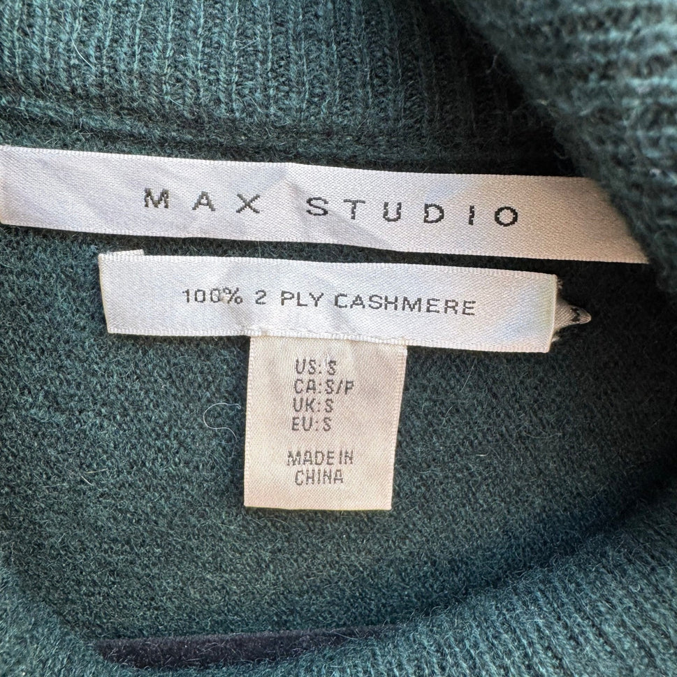 Max Studio 100% 2 Ply Cashmere Quiet Luxury Minimalist Preppy Cowl Neck Sweater
