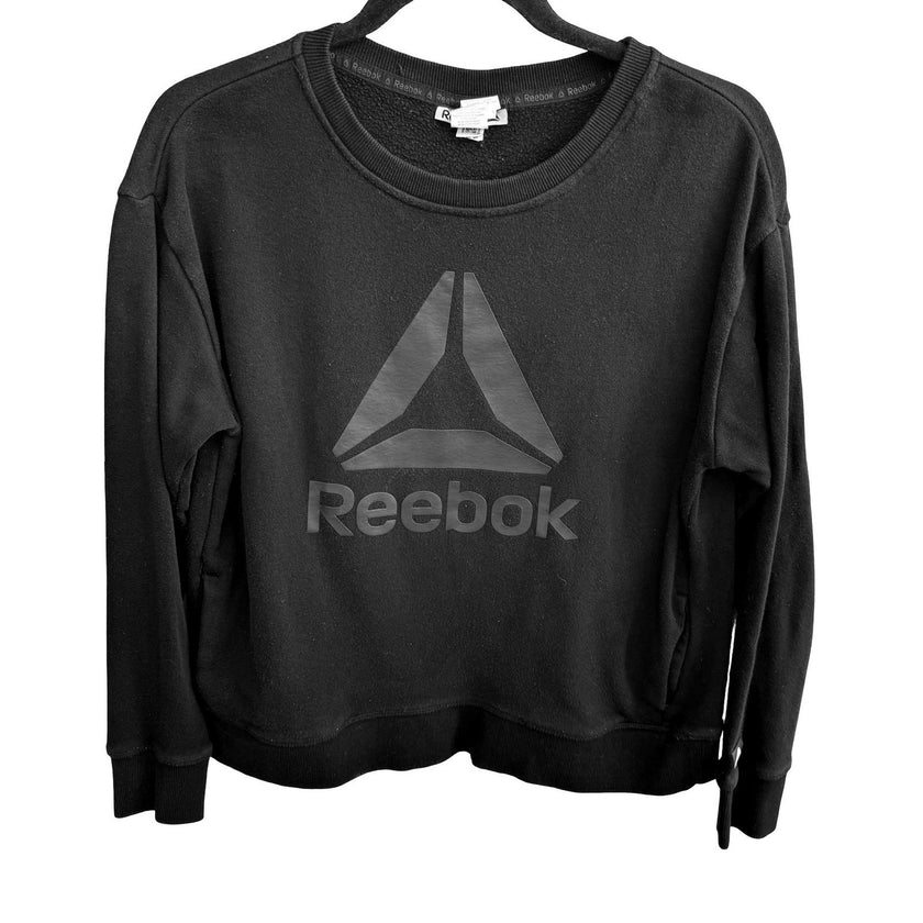 Reebok Athleisure Sporty Gym Tonal Delta Logo Crewneck Sweatshirt Black Womens S
