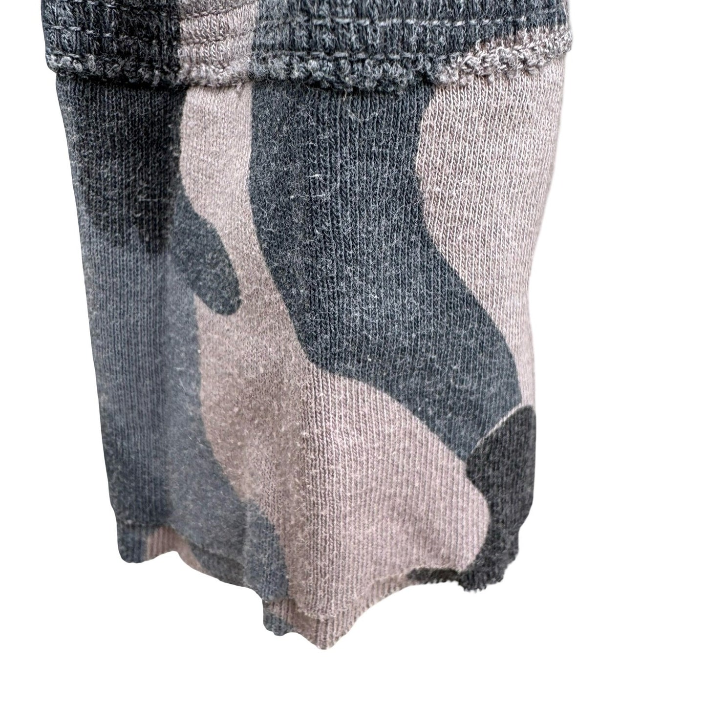 Michael Stars Y2K Grey Camo Waffle Knit Thermal V-Neck Henley Top OS Gorpcore