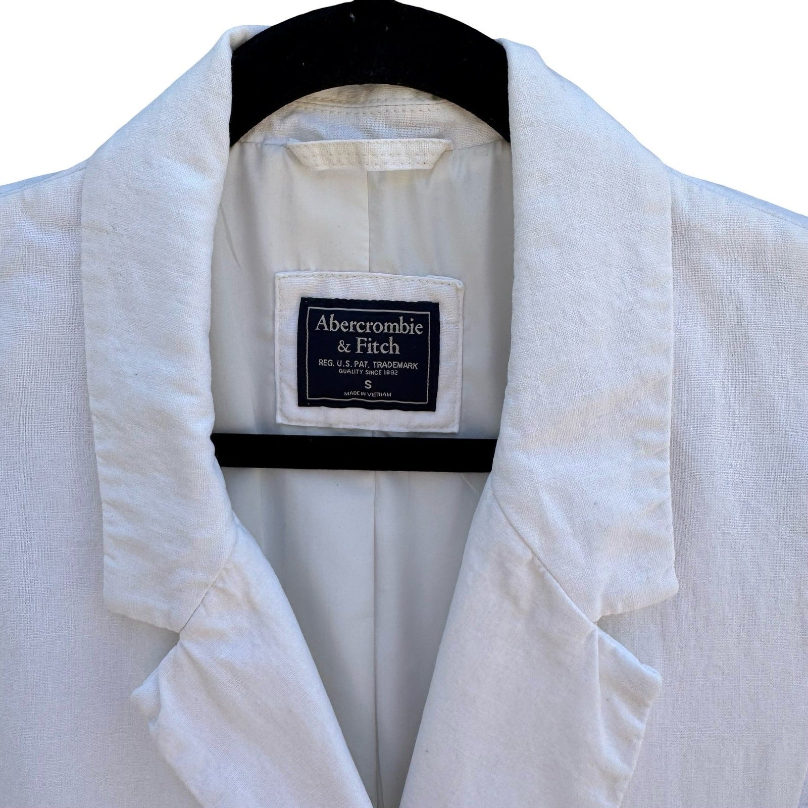 Abercrombie & Fitch White Linen Double Breasted Blazer Jacket Minimalist Coastal
