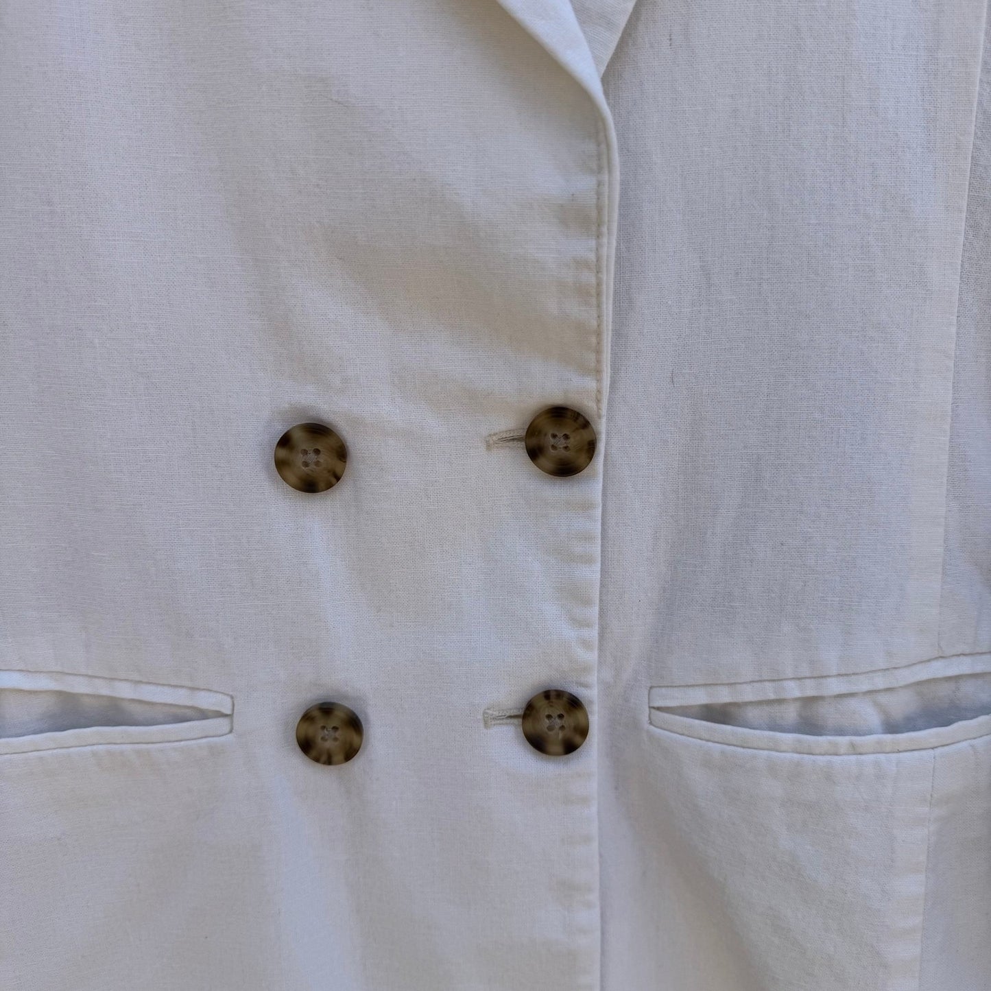 Abercrombie & Fitch White Linen Double Breasted Blazer Jacket Minimalist Coastal