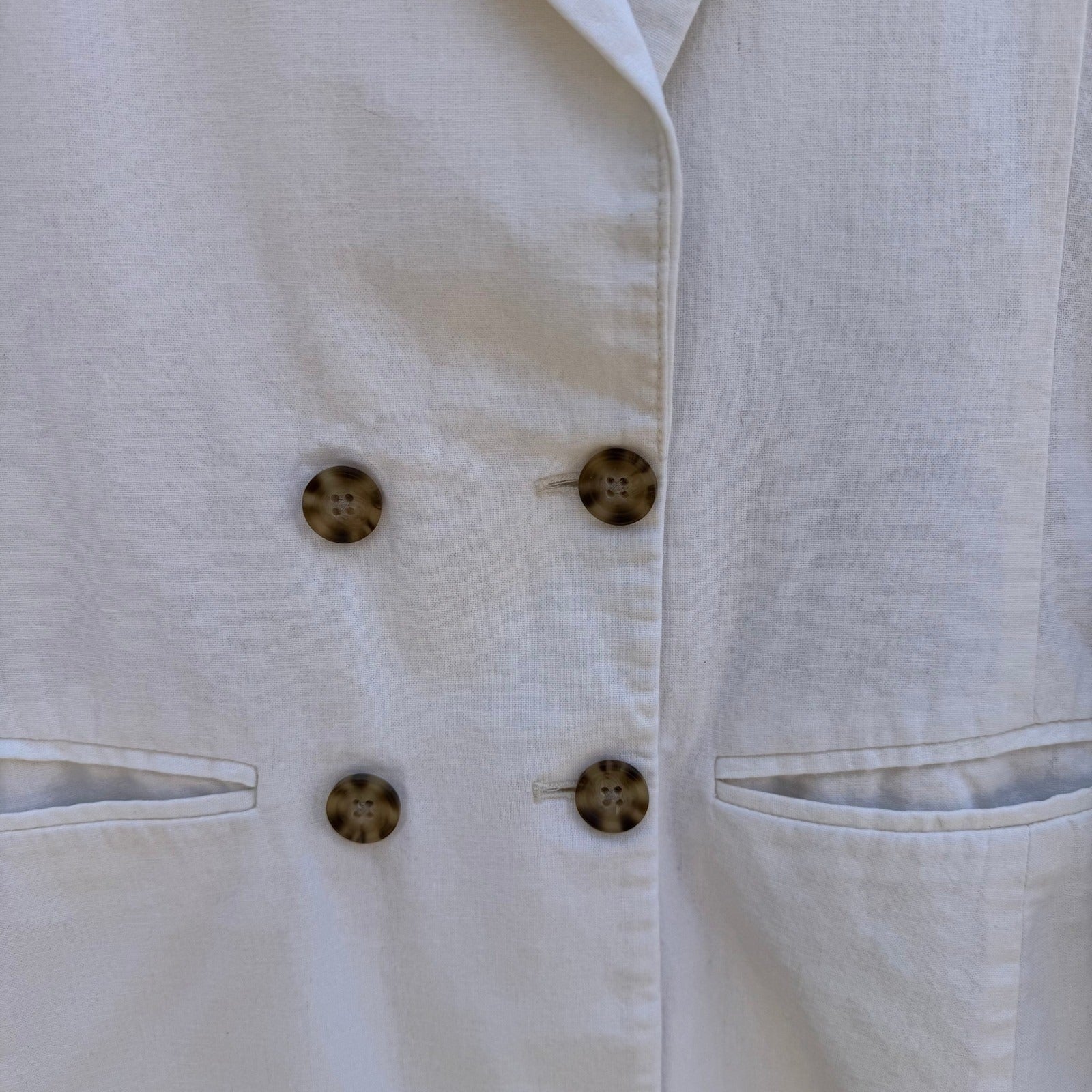 Abercrombie & Fitch White Linen Double Breasted Blazer Jacket Minimalist Coastal