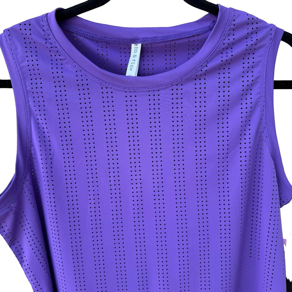 Ebb & Flow Lululemon Purple Perforated Sleeveless Athletic Tank L NEW Activewear