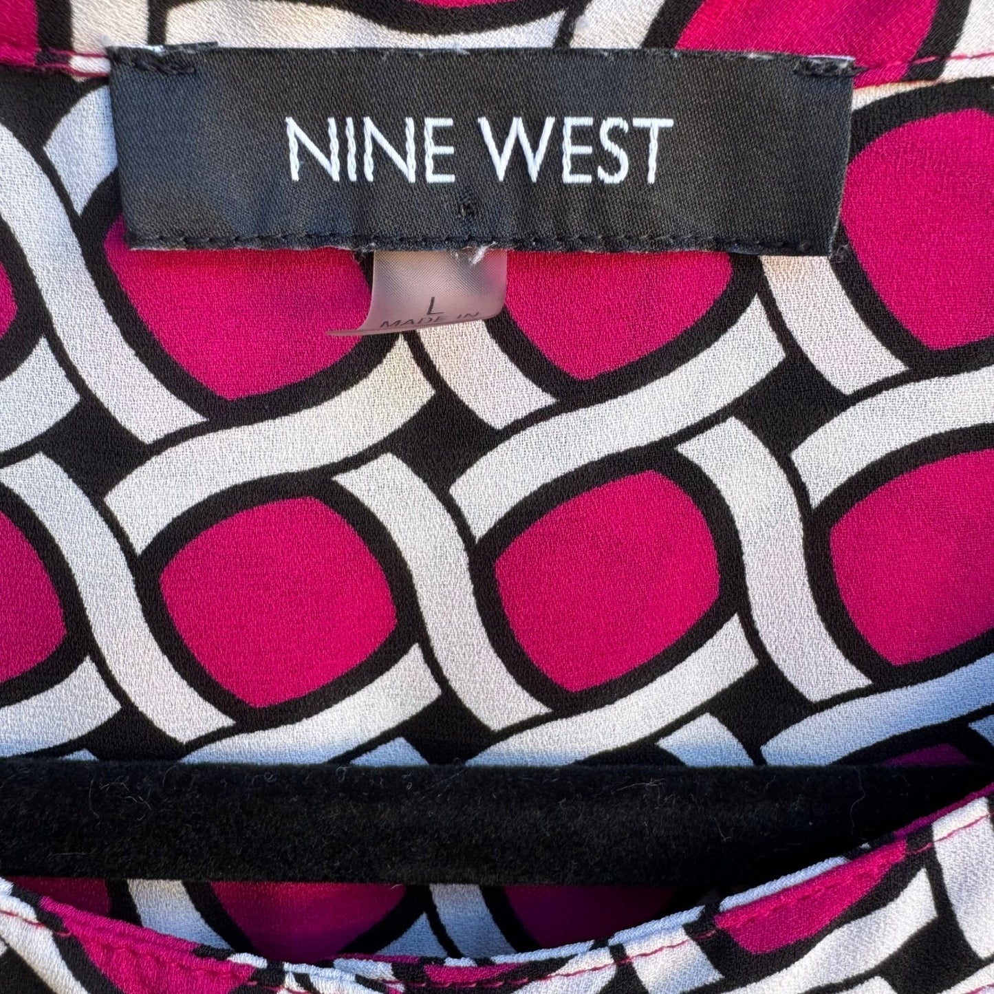 Nine West Careerwear Mod Professional Geometric Chain Link Sleeveless Blouse L