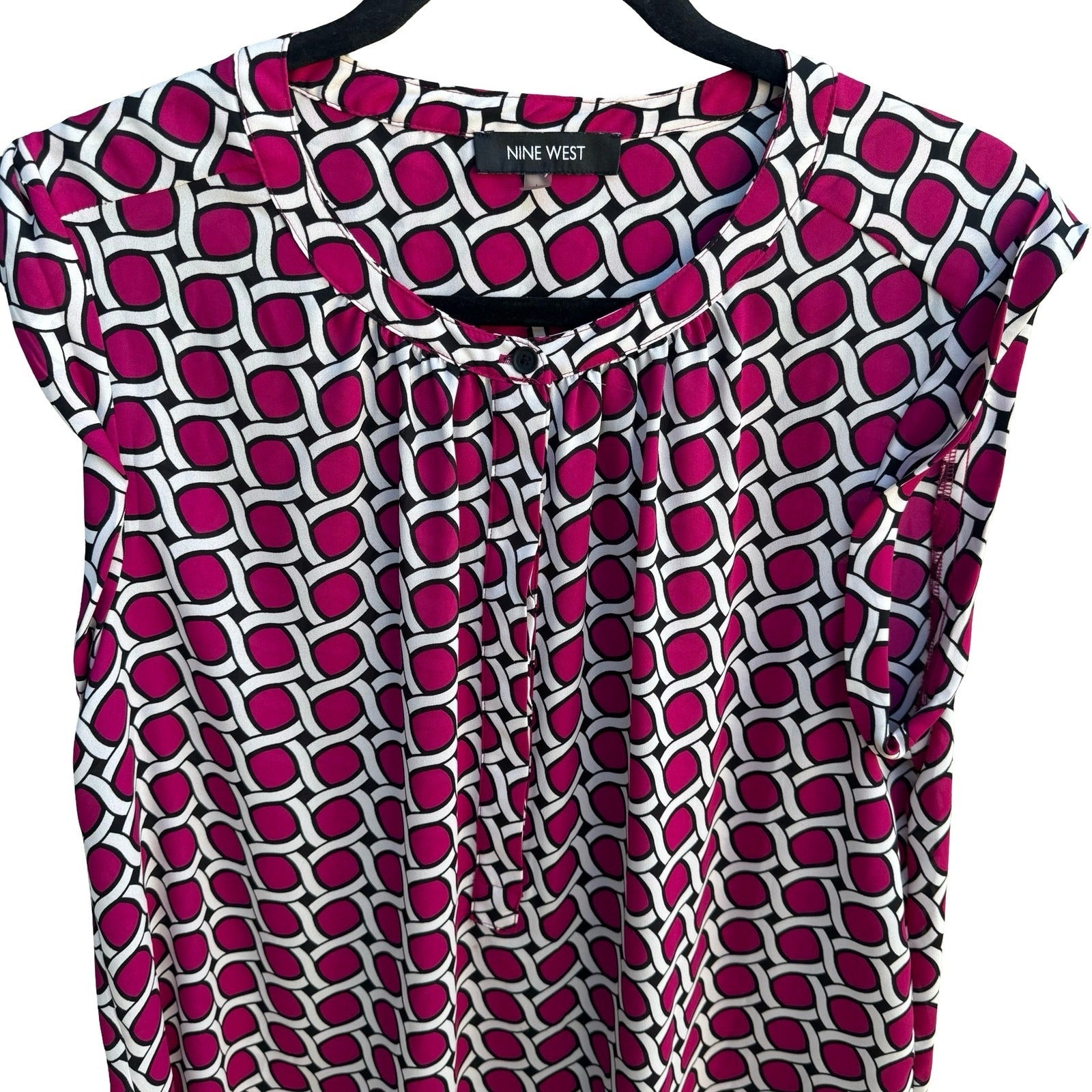 Nine West Careerwear Mod Professional Geometric Chain Link Sleeveless Blouse L