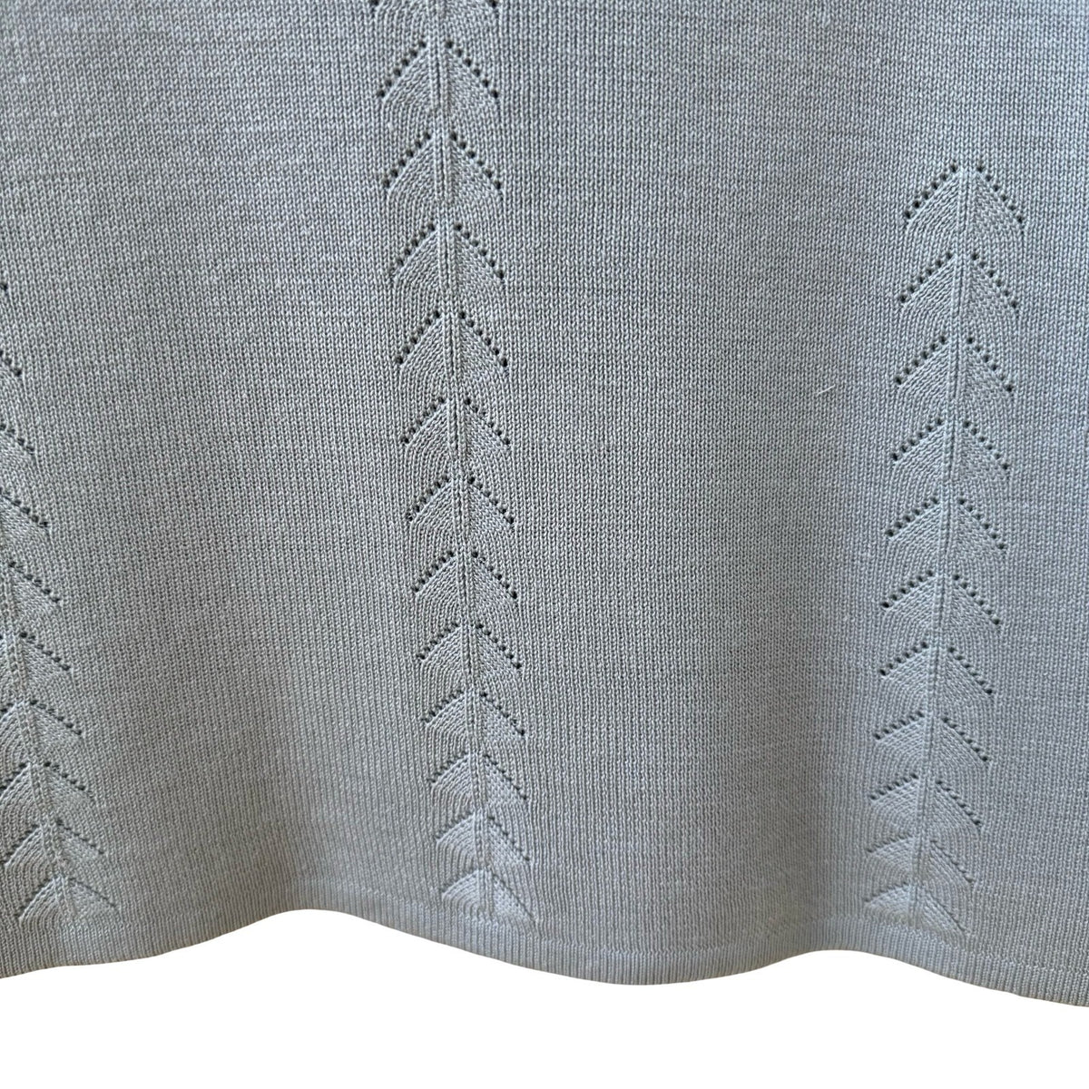 Valerie Stevens Pure Silk Square Neck Pointelle Knit Sweater Pastel Blue XL NEW