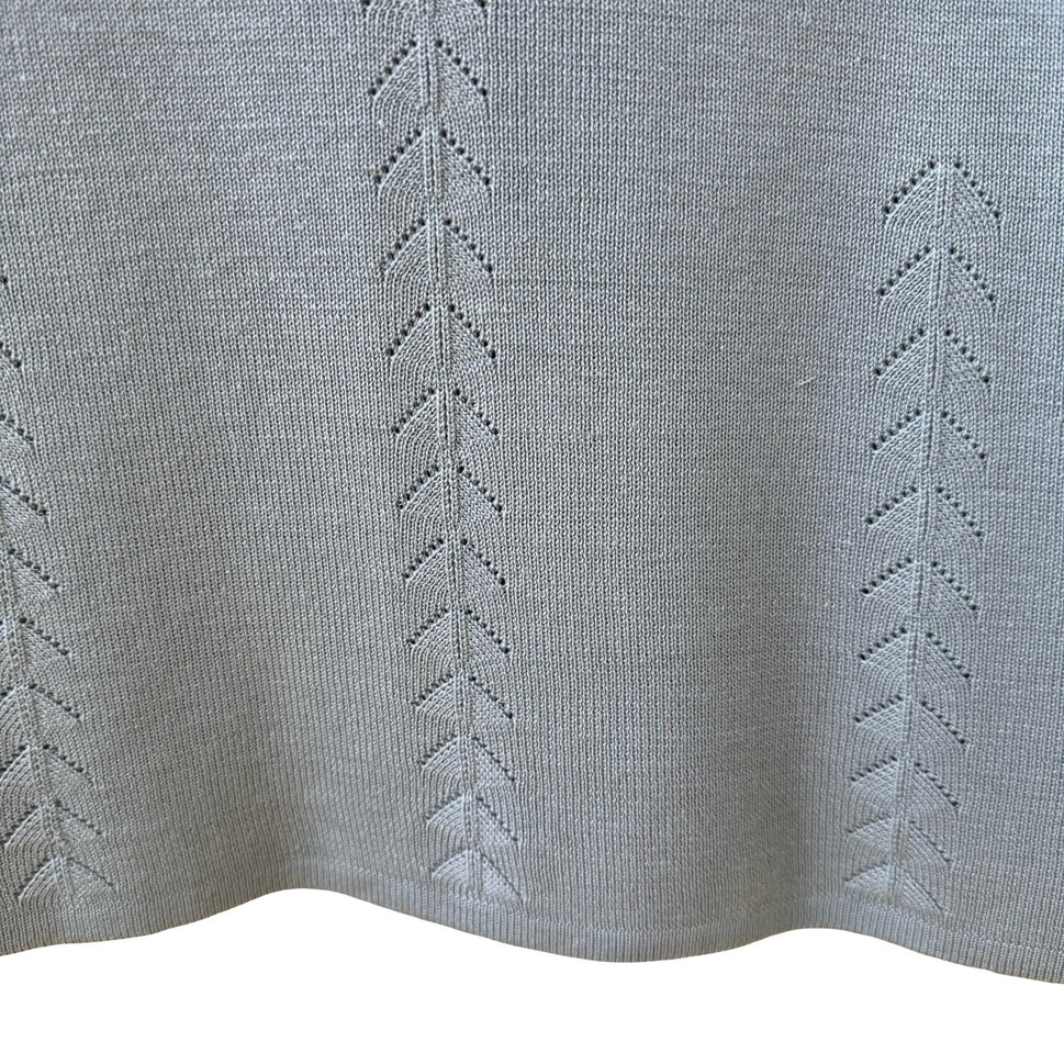 Valerie Stevens Pure Silk Square Neck Pointelle Knit Sweater Pastel Blue XL NEW