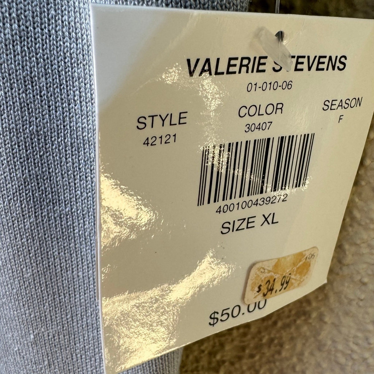Valerie Stevens Pure Silk Square Neck Pointelle Knit Sweater Pastel Blue XL NEW