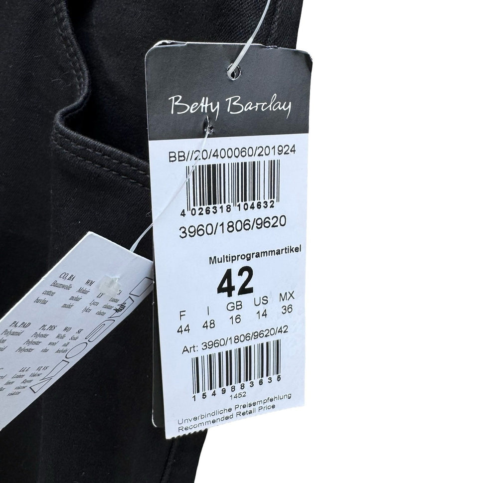 Betty Barclay BB Jeans Perfect Slim Black Pants Womens Size US 14 NWT 3960/1806