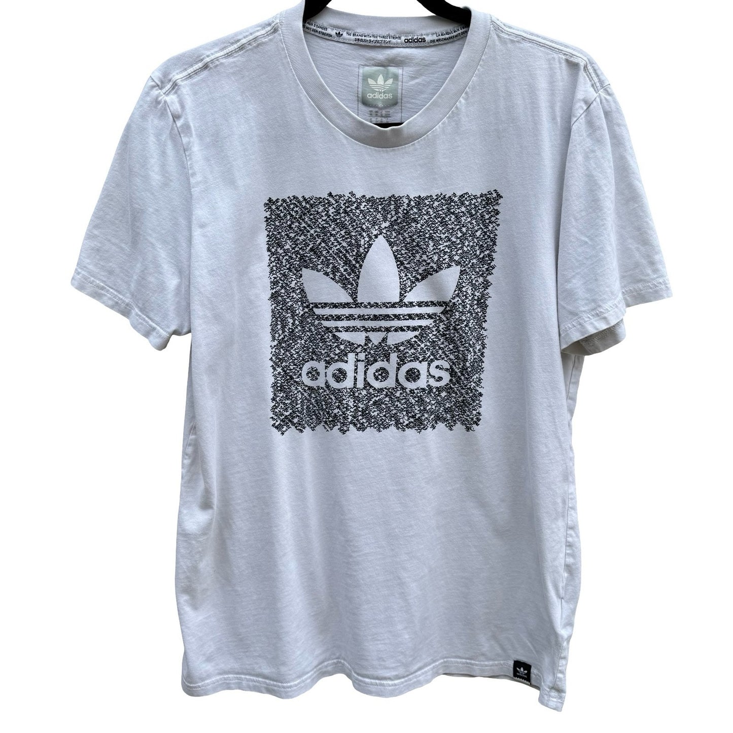 Adidas Originals Trefoil Box Graphic T-Shirt White Mens M Athleisure Streetwear