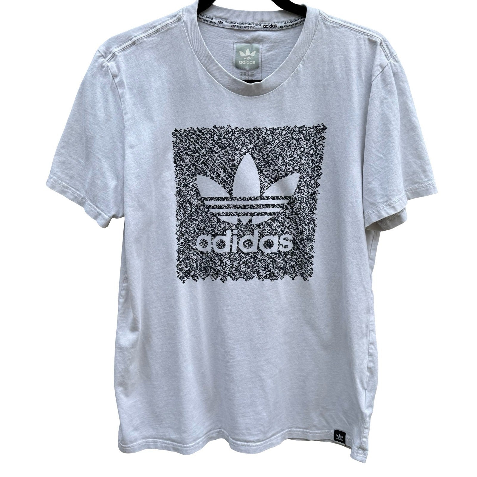 Adidas Originals Trefoil Box Graphic T-Shirt White Mens M Athleisure Streetwear