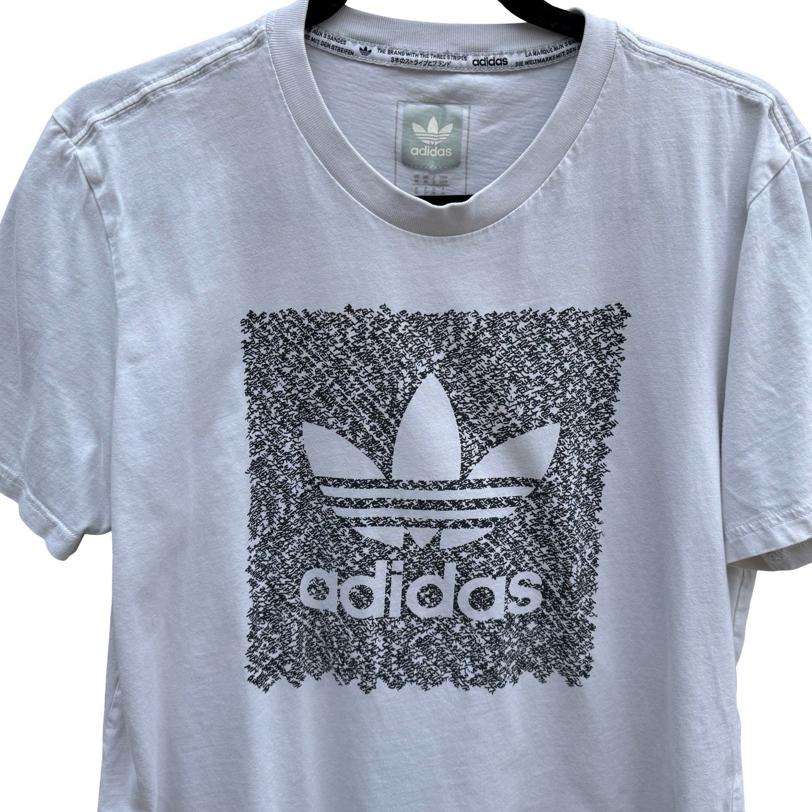Adidas Originals Trefoil Box Graphic T-Shirt White Mens M Athleisure Streetwear