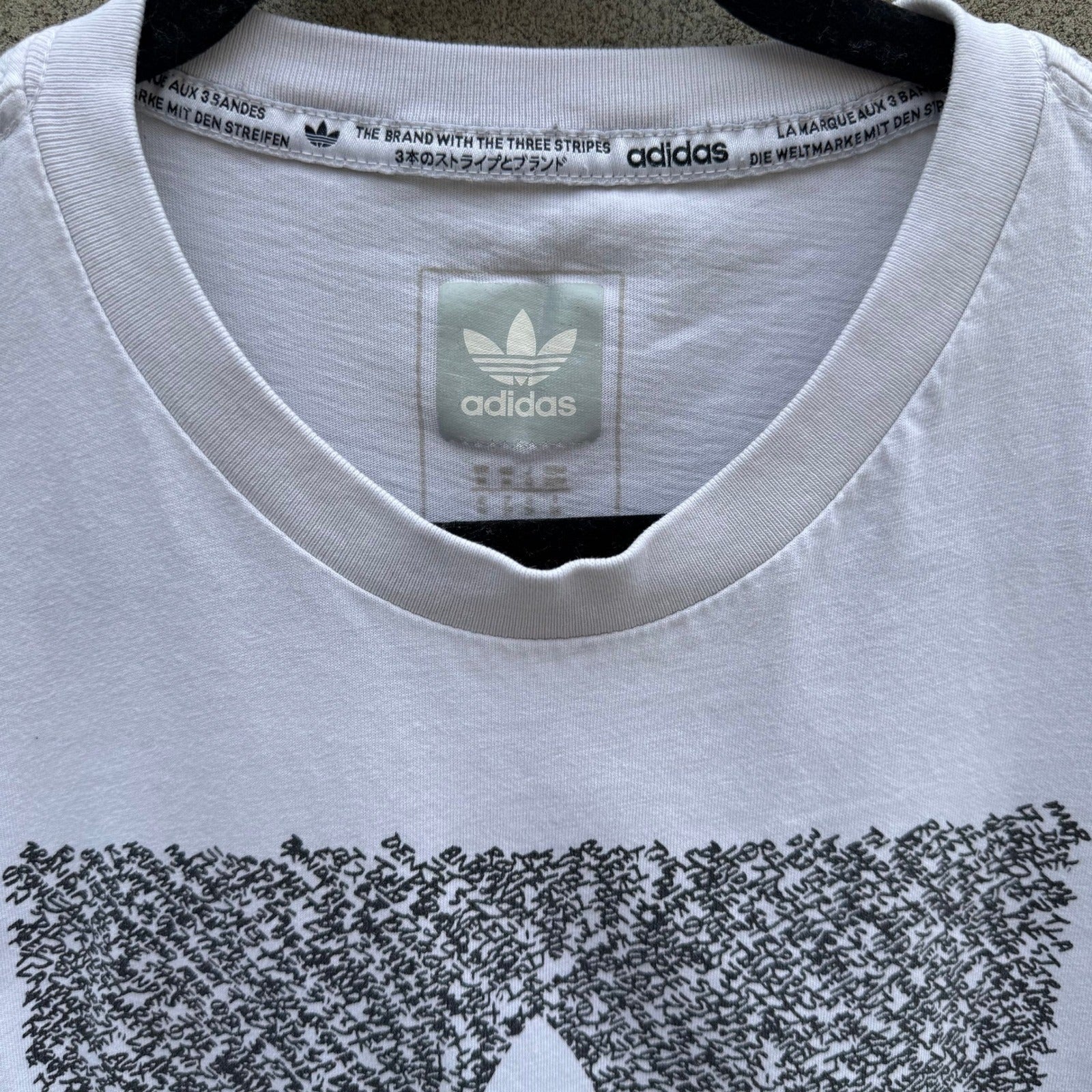 Adidas Originals Trefoil Box Graphic T-Shirt White Mens M Athleisure Streetwear