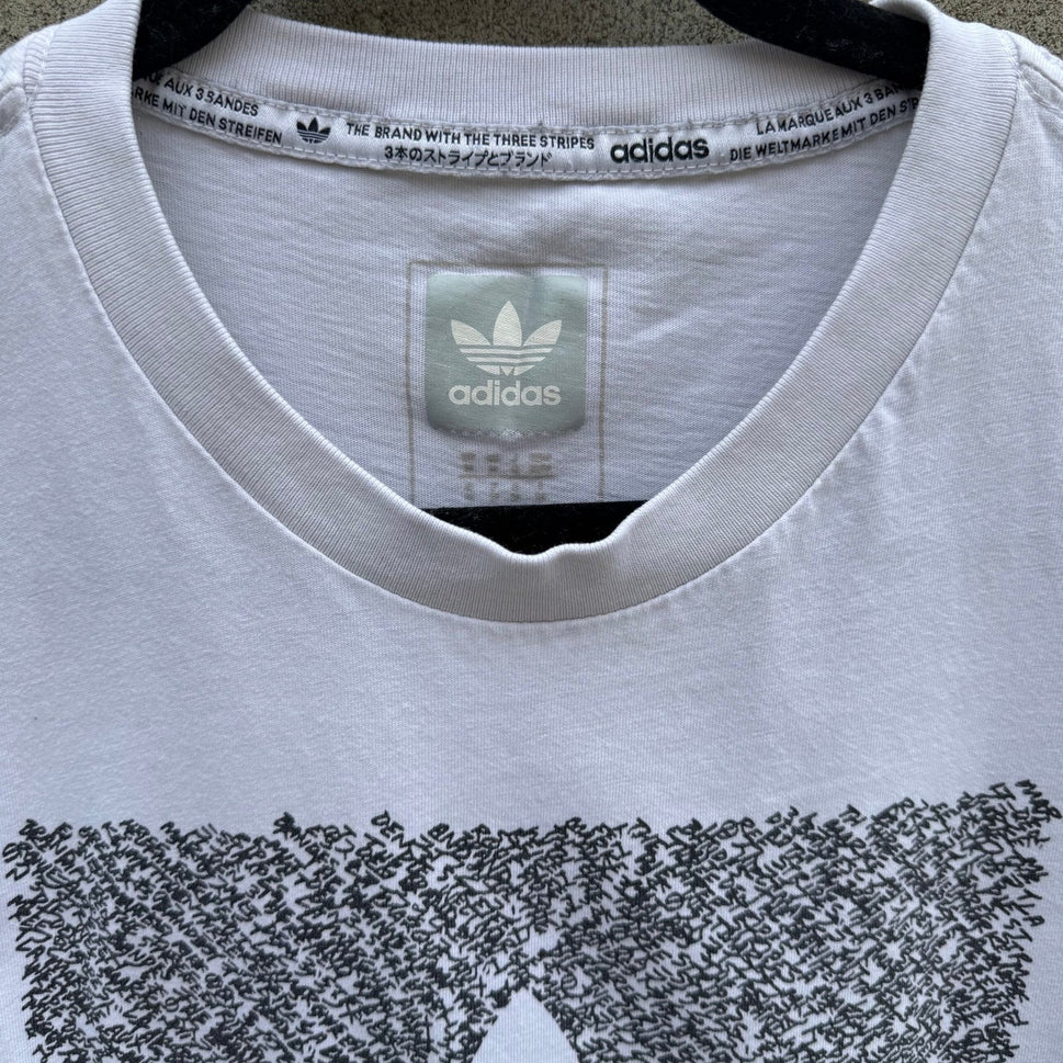 Adidas Originals Trefoil Box Graphic T-Shirt White Mens M Athleisure Streetwear