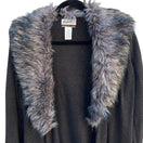Switch Randolph Duke Faux Fur Removable Trim Open Front Tie Waist Knit Cardigan Sweater 3 image