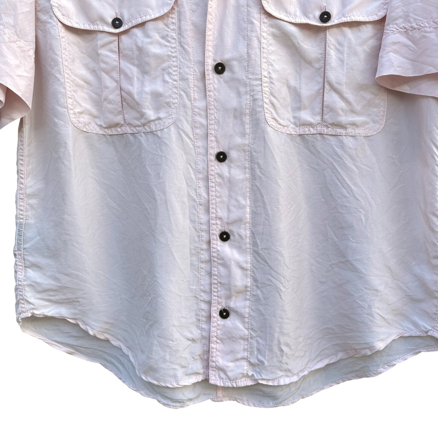 Lizwear Vintage Pale Pink 100% Silk Short Sleeve Button Down Safari Shirt Small