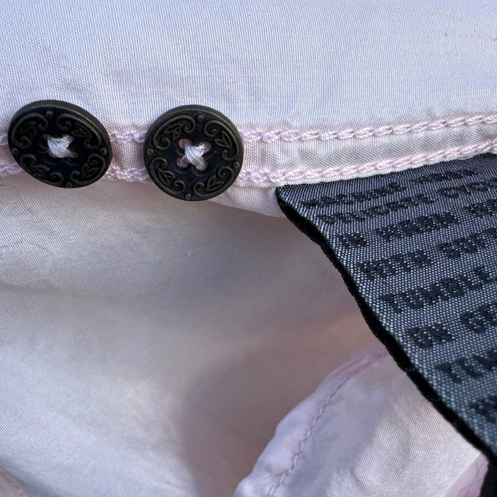 Lizwear Vintage Pale Pink 100% Silk Short Sleeve Button Down Safari Shirt Small