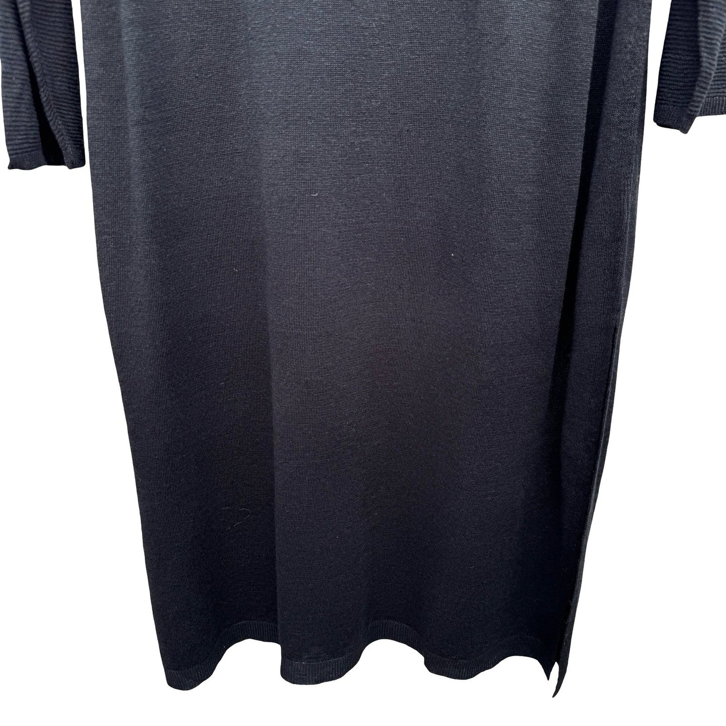 J Jill Minimalist Lagenlook V-Neck Knitwear Midi Sweater Dress Black Women L New