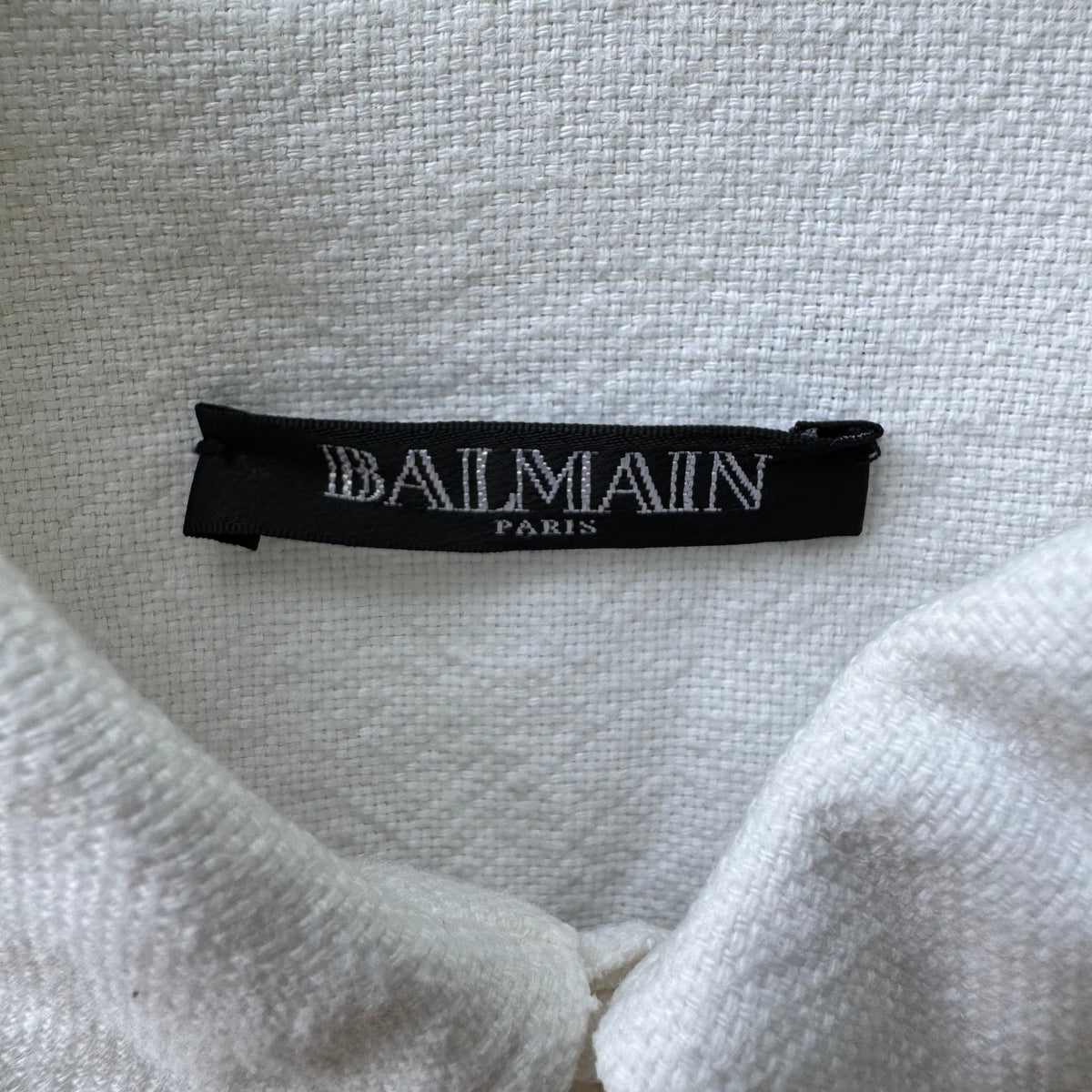 Balmain Paris Designer Luxury Minimalist Textured Cotton Shirt White Mens 41/M