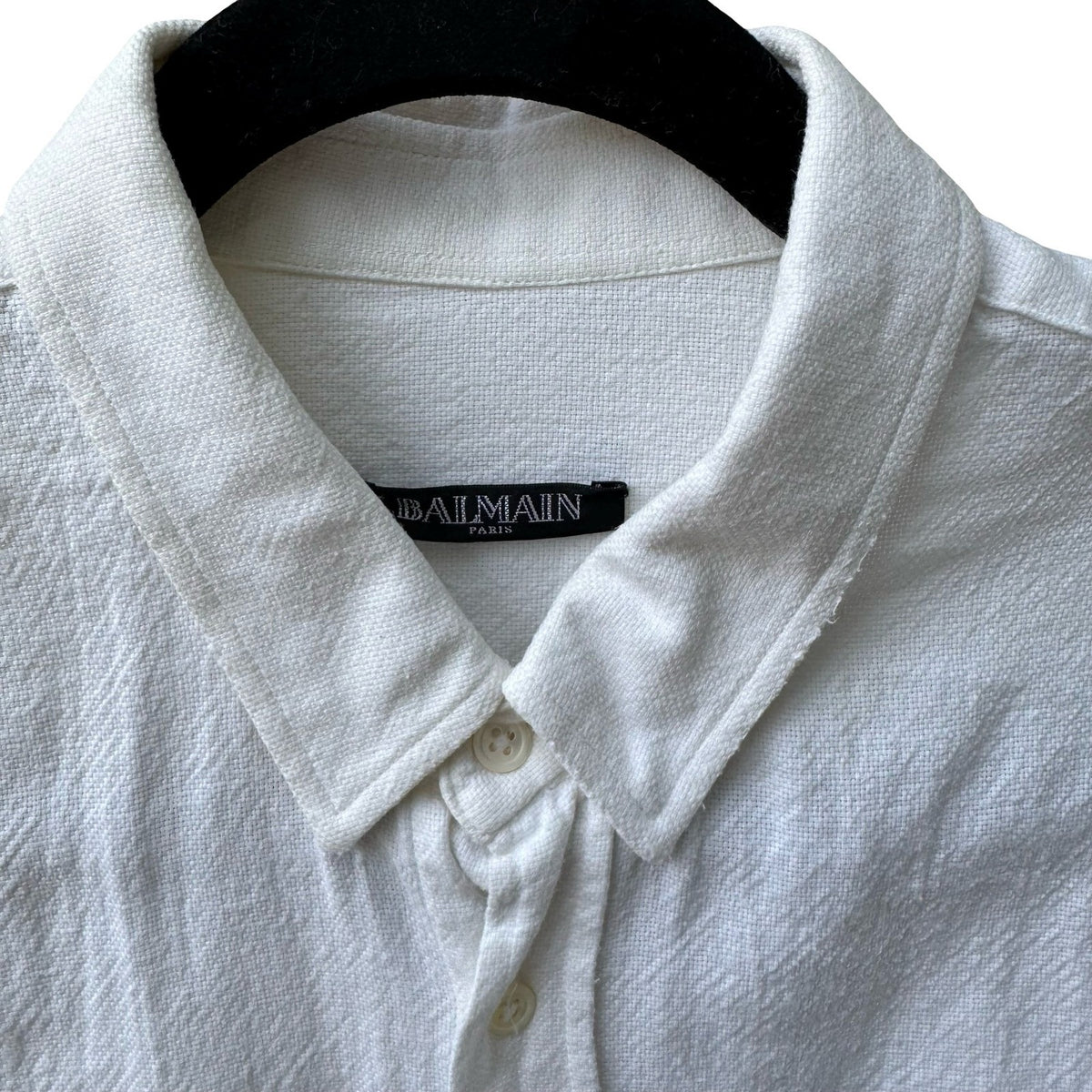 Balmain Paris Designer Luxury Minimalist Textured Cotton Shirt White Mens 41/M
