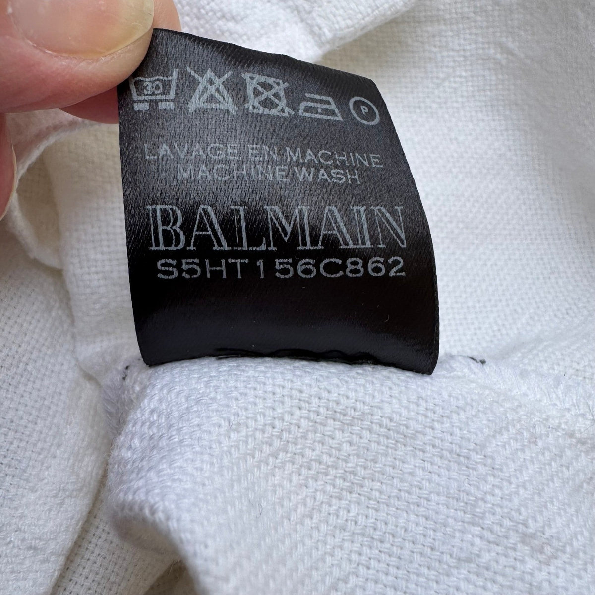 Balmain Paris Designer Luxury Minimalist Textured Cotton Shirt White Mens 41/M