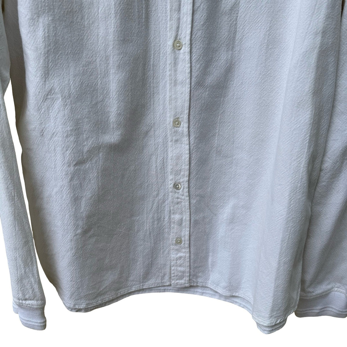 Balmain Paris Designer Luxury Minimalist Textured Cotton Shirt White Mens 41/M