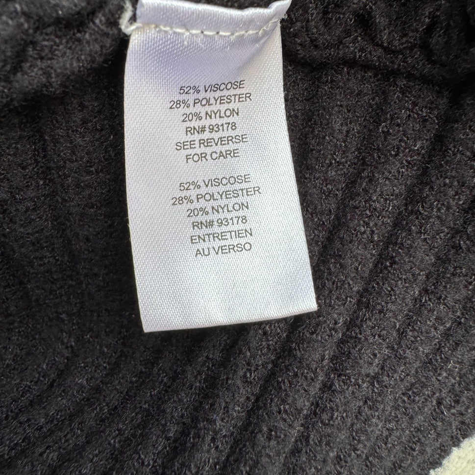 Tahari Womens Ribbed Knit Stretch Black Cowl Neck Dolman Long Sleeve Sweater L