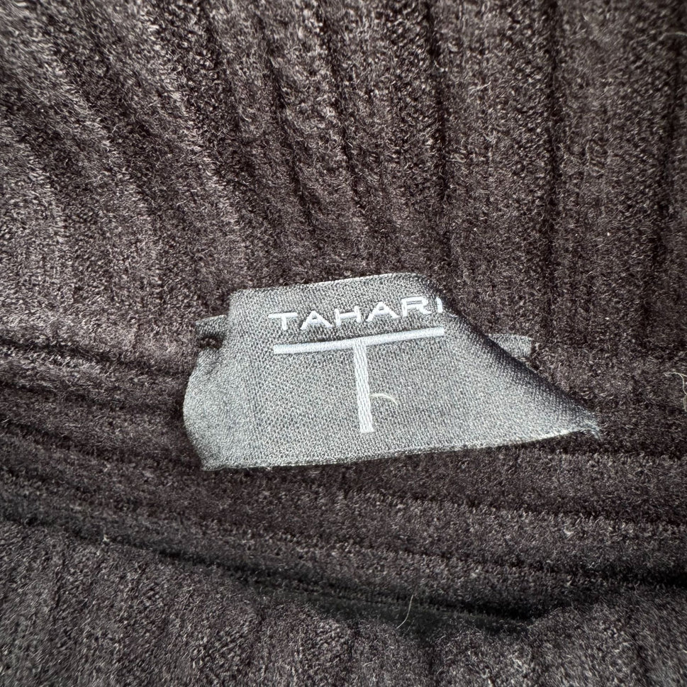 Tahari Womens Ribbed Knit Stretch Black Cowl Neck Dolman Long Sleeve Sweater L