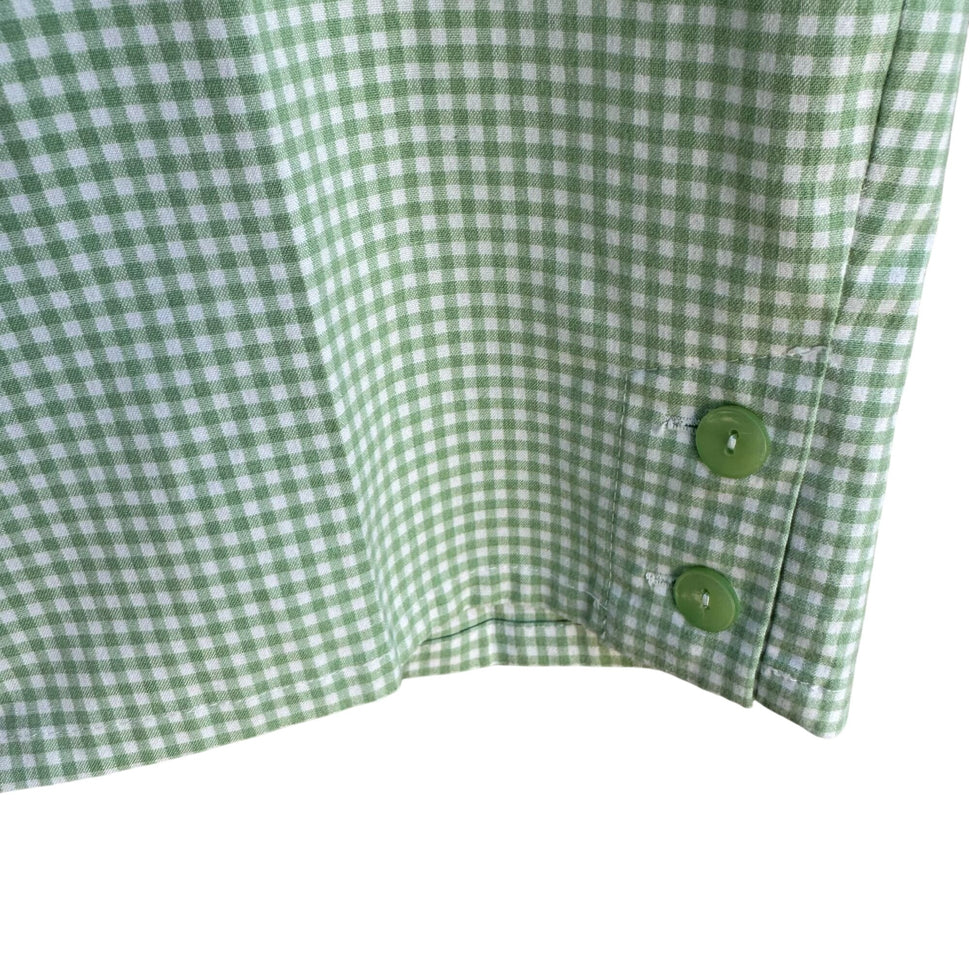 Alfred Dunner Vintage Womens Green Gingham Check Capri Pedal Pusher Pants 16