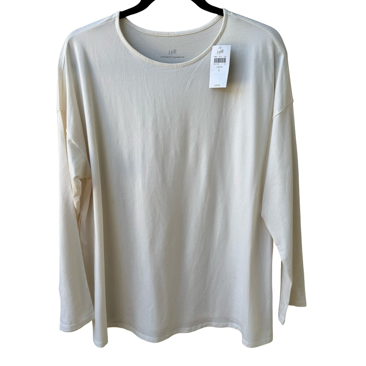 J Jill Luxe Supima Cotton Modal Minimalist Capsule Wardrobe Shirt Cream L NEW