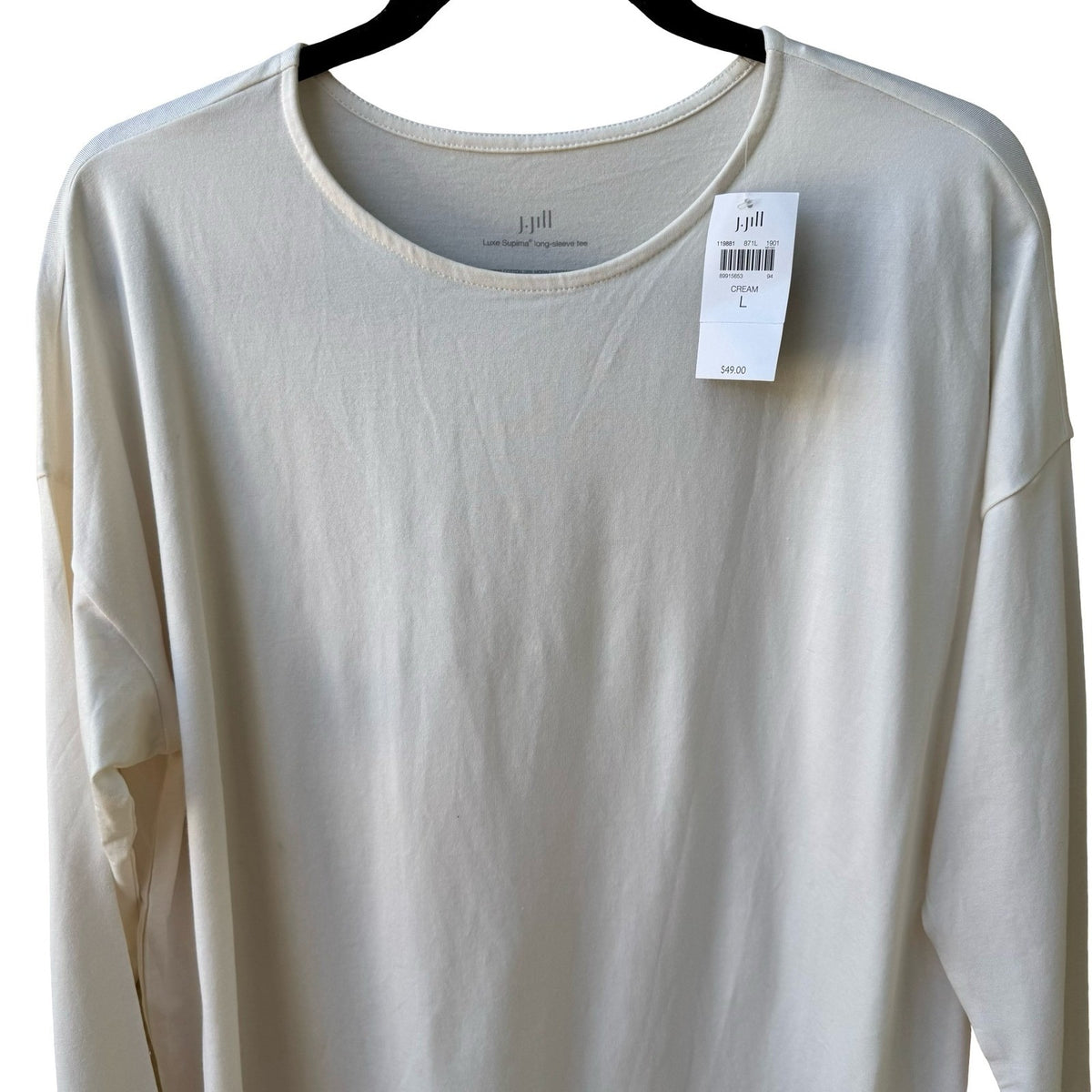 J Jill Luxe Supima Cotton Modal Minimalist Capsule Wardrobe Shirt Cream L NEW