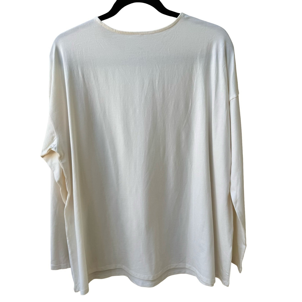 J Jill Luxe Supima Cotton Modal Minimalist Capsule Wardrobe Shirt Cream L NEW