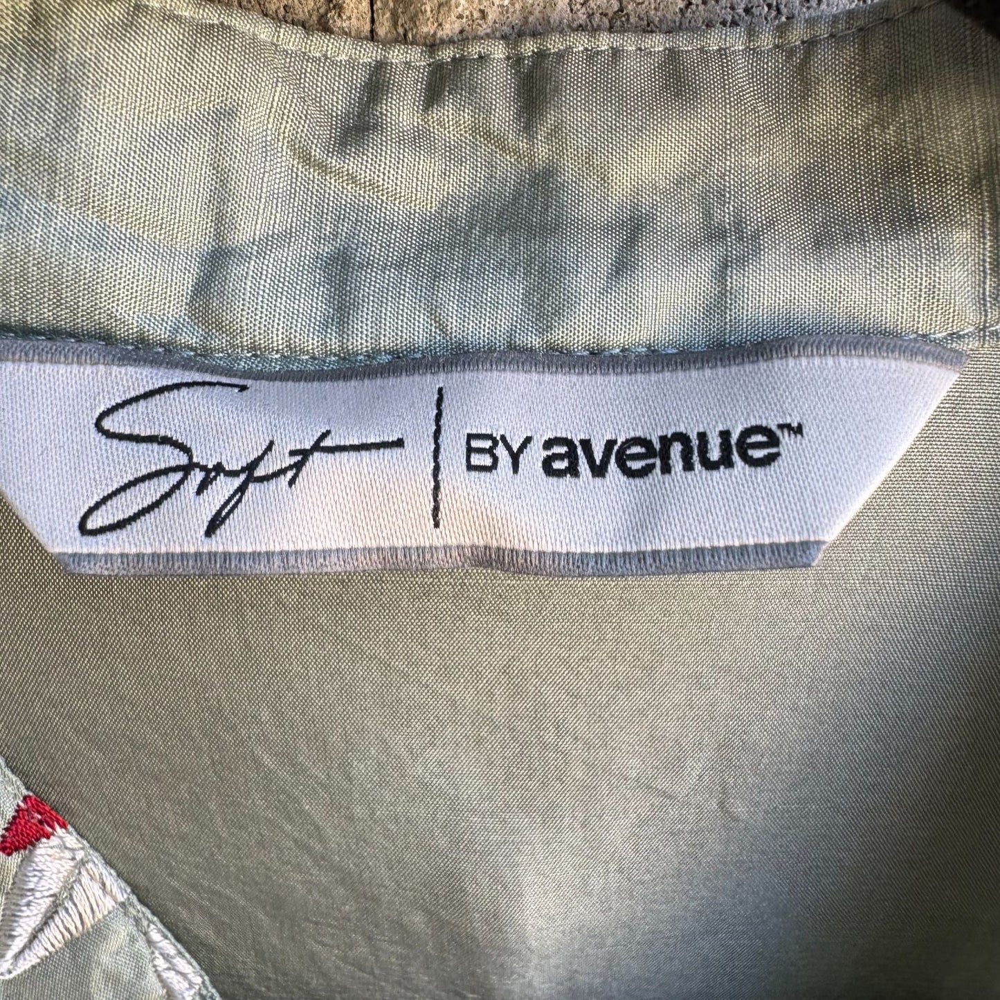 Soft By Avenue Womens Silk Sleeveless Floral Embroidered Button-Up Blouse 22/24