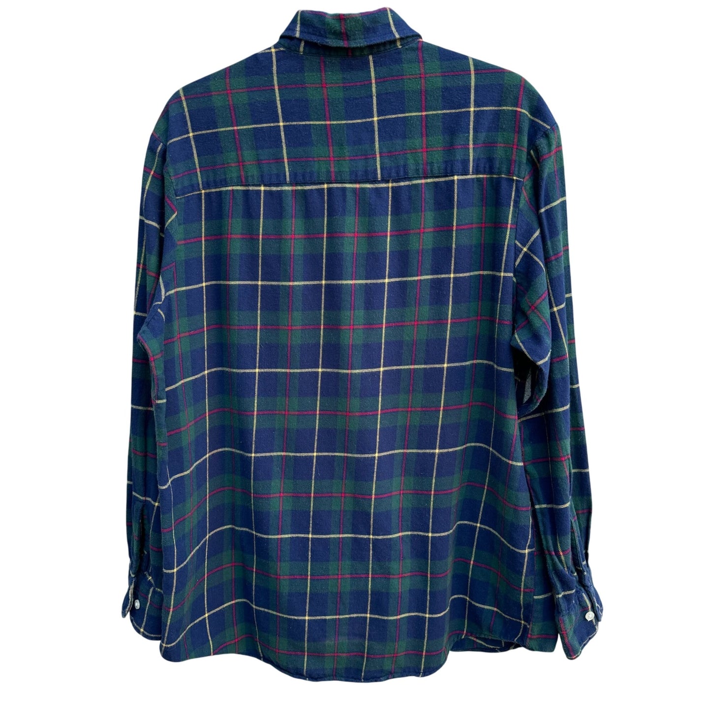 Club Room Mens Blue Green Plaid Button-Up Long Sleeve Flannel Outdoor Shirt L