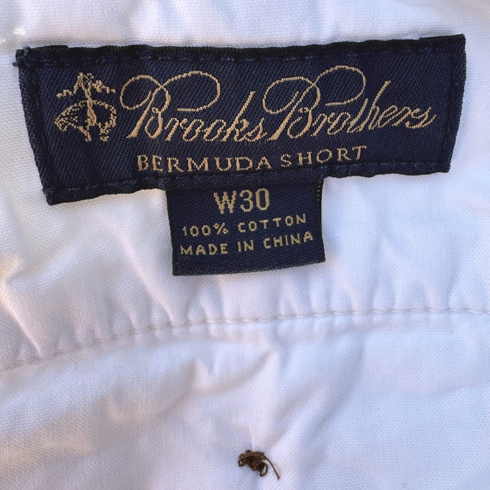 Brooks Brothers Mens White Bermuda Shorts W30 Preppy Cotton Mens Casual Summer