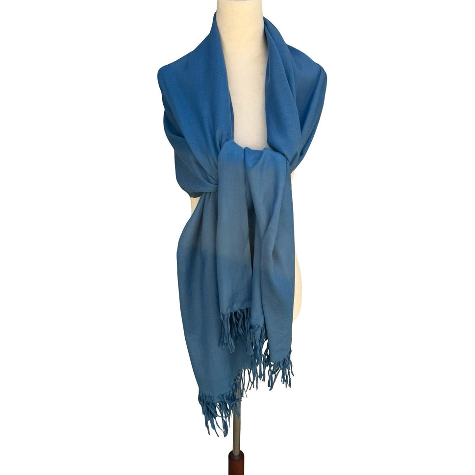 BCBG Max Azria 100% Cashmere Luxury Minimalist Scarf Coastal Fringed Wrap NEW