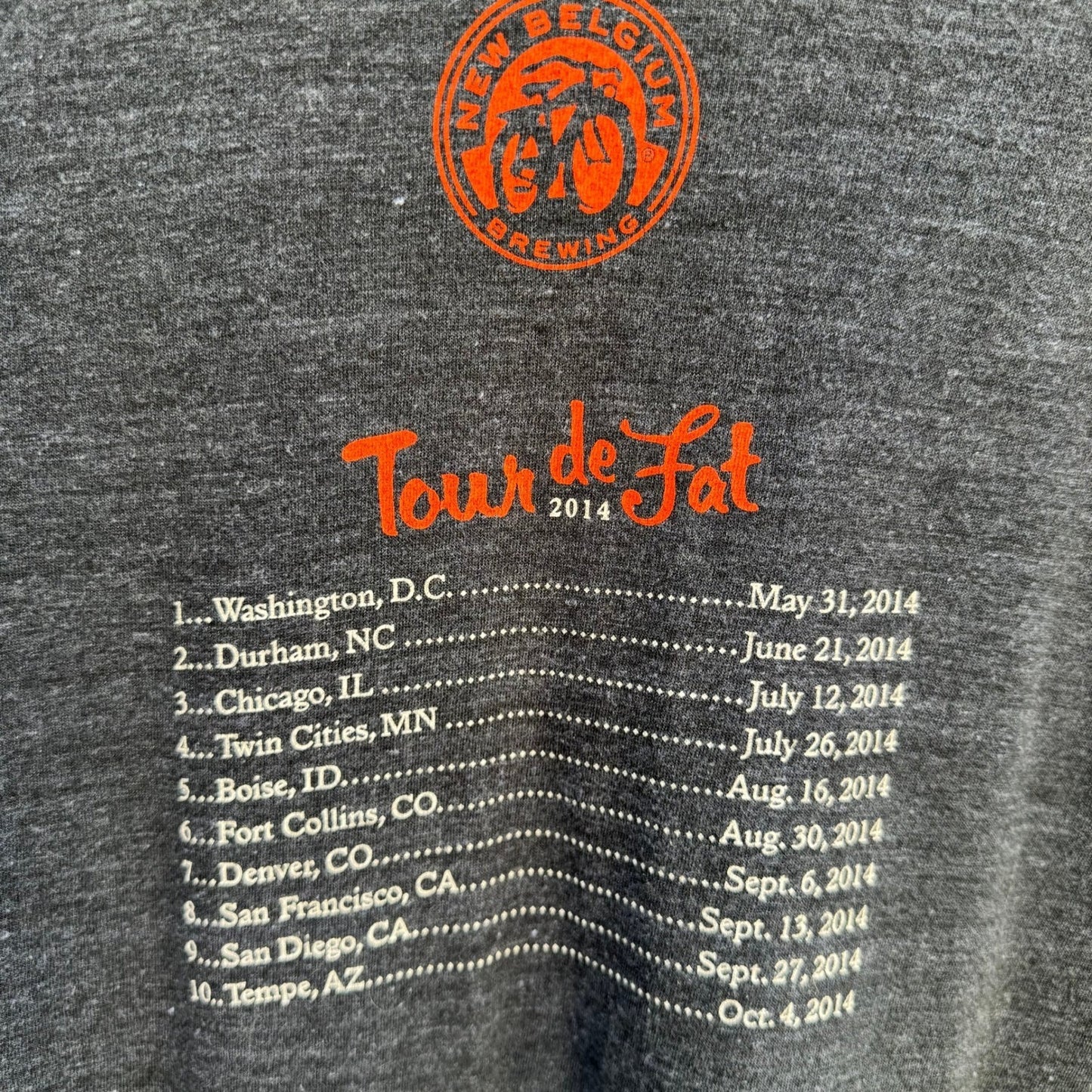 American Apparel New Belgium Brewing Tour de Fat 2014 Bike Graphic Tee XL Gray
