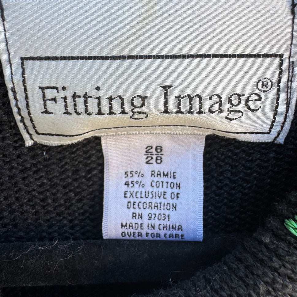 Fitting Image Vintage Womens Beaded Holiday Embroidered Knit Cardigan Sweater 2X