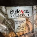 Switch Style &amp; Co Paisley Medallion Boat Neck Top Purple Brown Faux Suede 3/4 Sleeve 2 image
