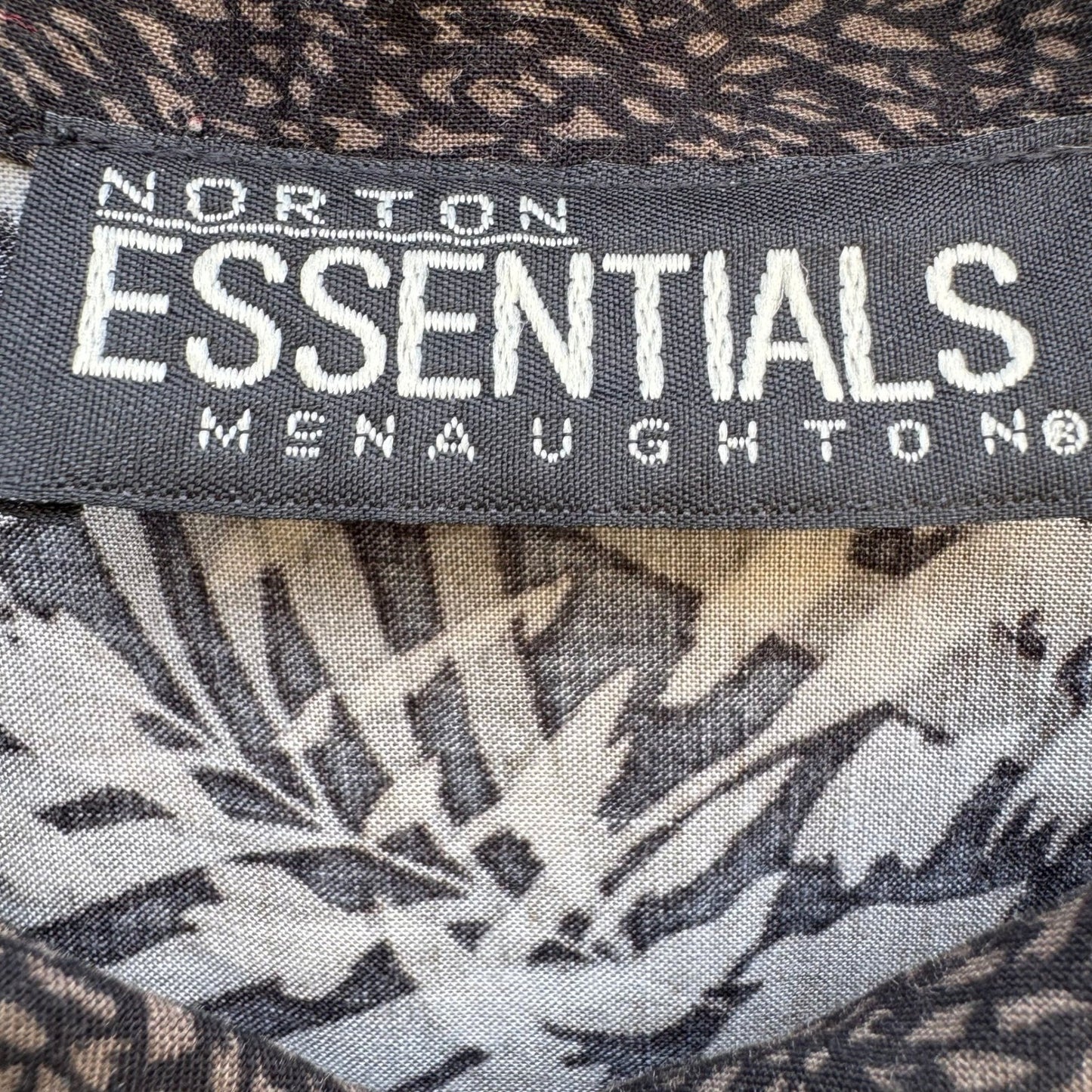 Norton Essentials Vintage 2 Piece Set Rayon Palm Print Shirt & Pants Brown Med