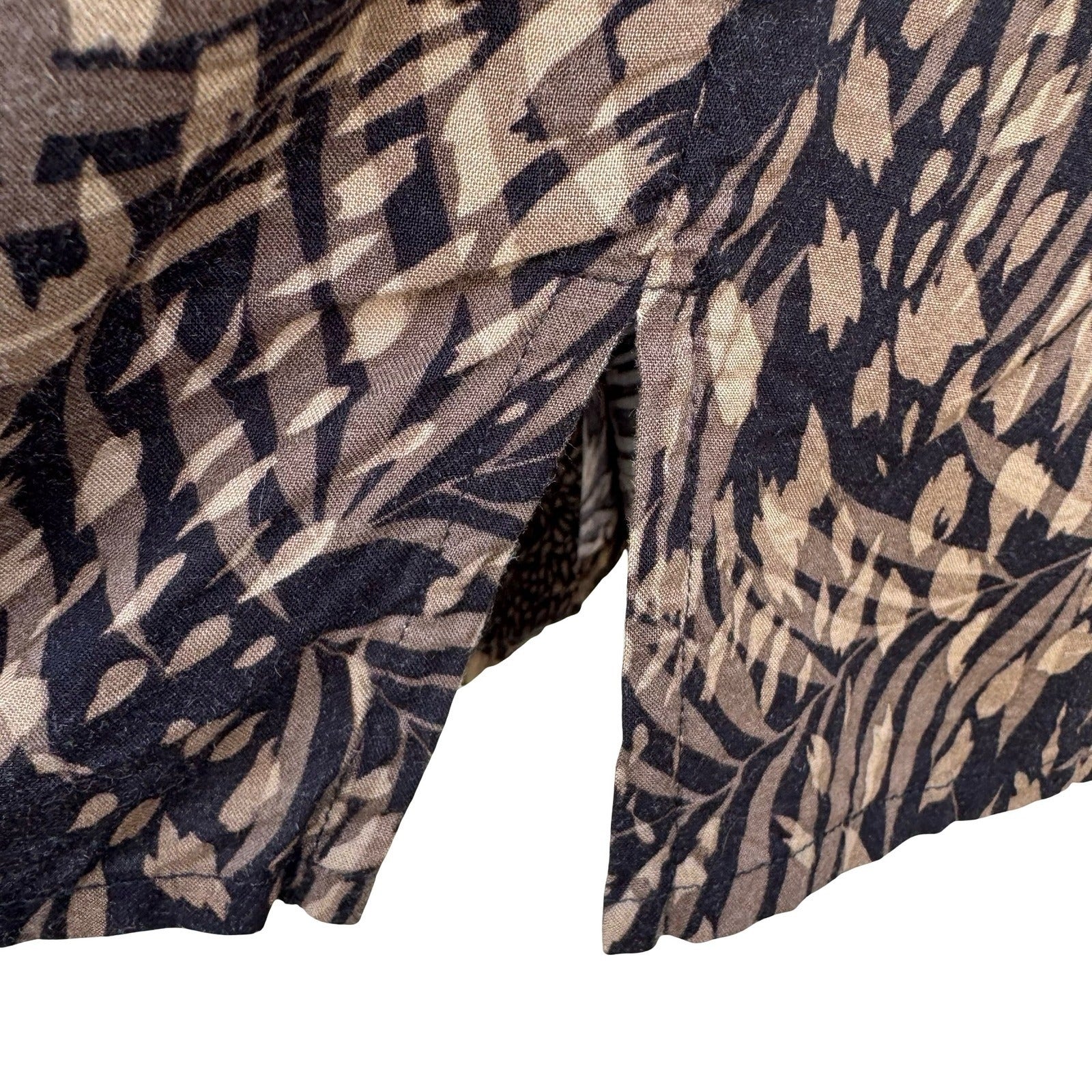 Norton Essentials Vintage 2 Piece Set Rayon Palm Print Shirt & Pants Brown Med