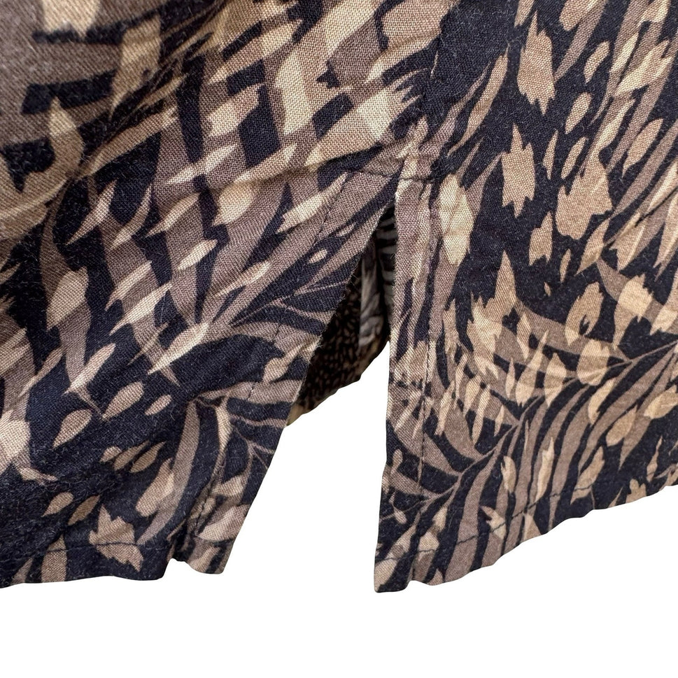 Norton Essentials Vintage 2 Piece Set Rayon Palm Print Shirt & Pants Brown Med