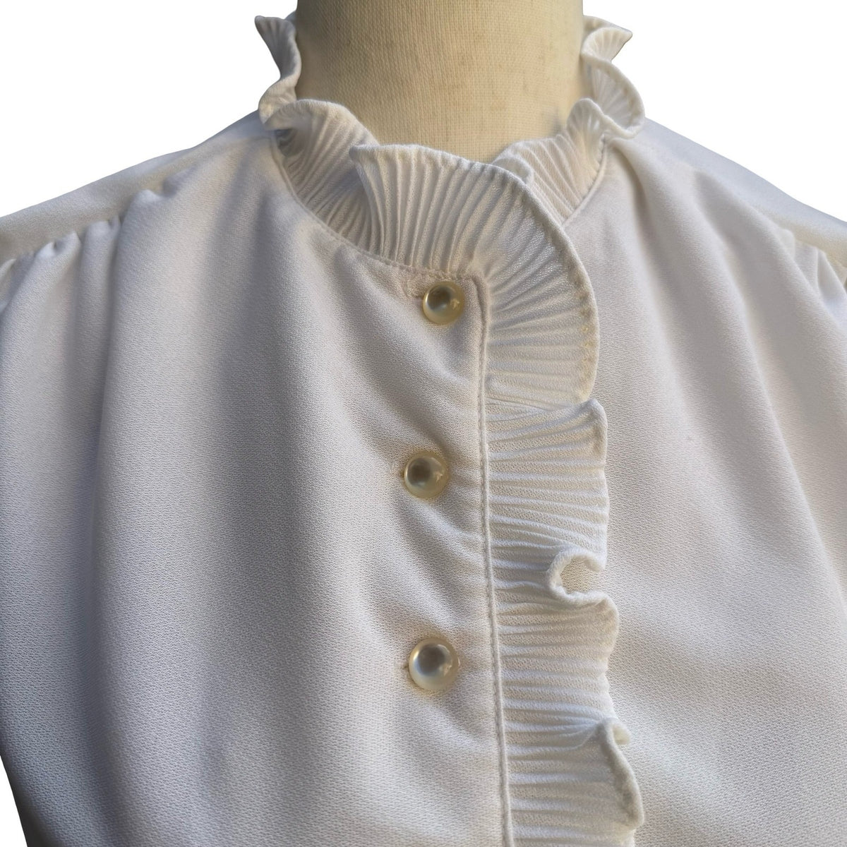 Franky B Vintage Coquette Cottagecore Victorian Ruffle Neck Modest Midi Dress