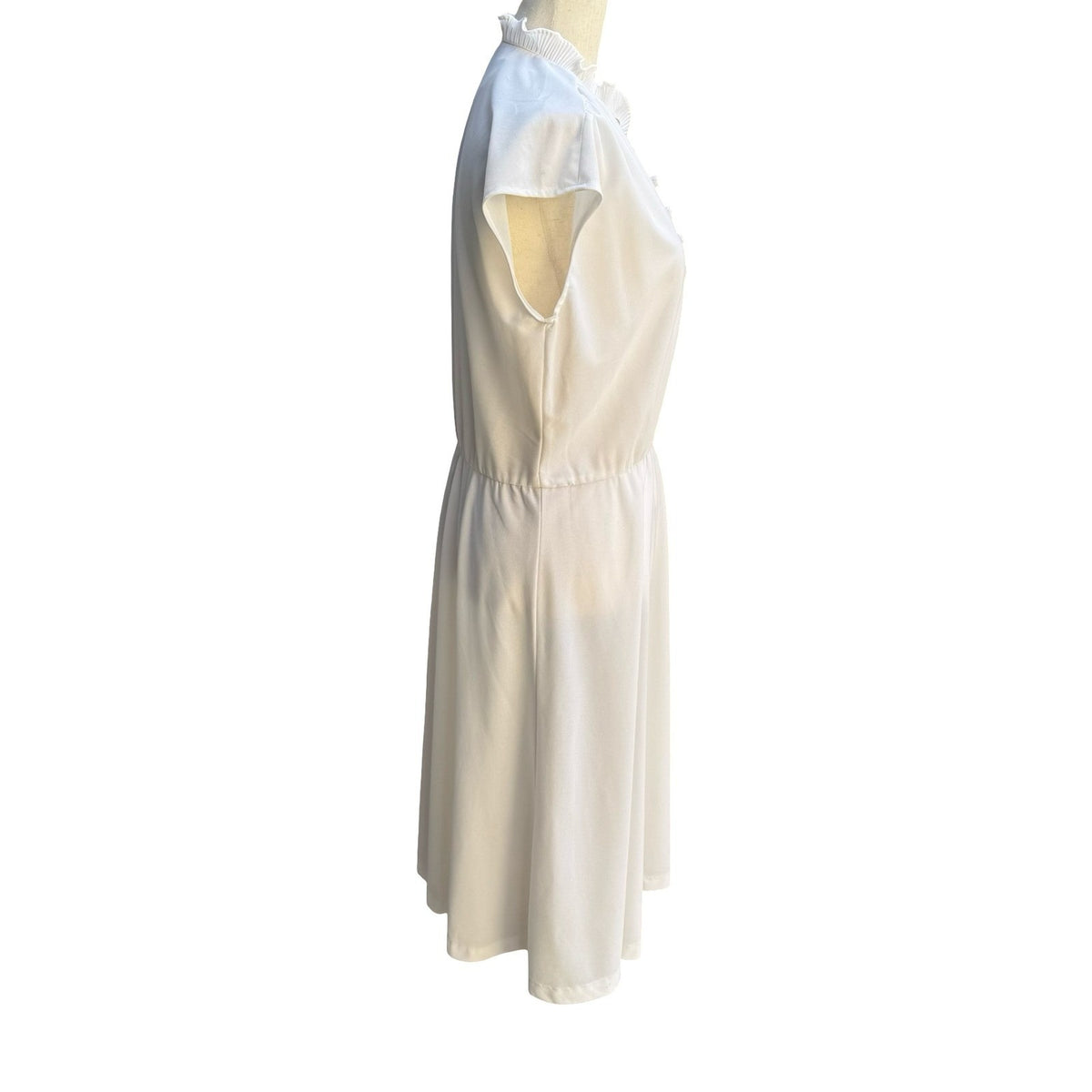 Franky B Vintage Coquette Cottagecore Victorian Ruffle Neck Modest Midi Dress