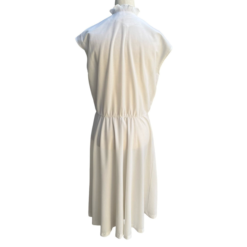Franky B Vintage Coquette Cottagecore Victorian Ruffle Neck Modest Midi Dress