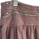 Switch Bohemian Style Brown Embroidered Sequin Crinkled Cotton Drop Waist Mini Skirt 3 image