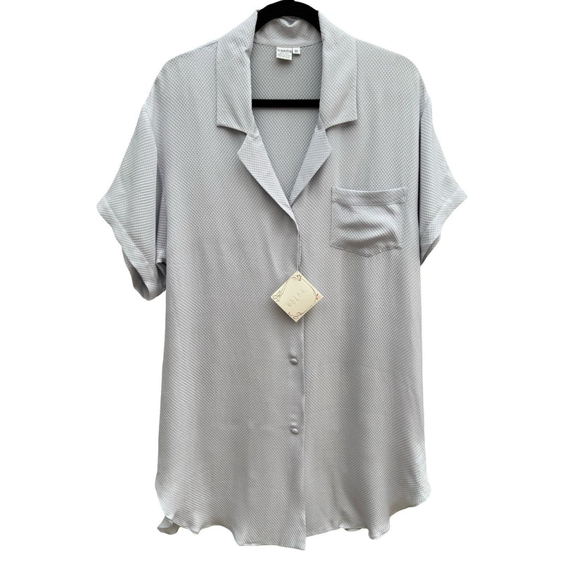Treesha 100% Silk Jacquard Quiet Luxury Minimalist Sleep Shirt Loungewear M NWT