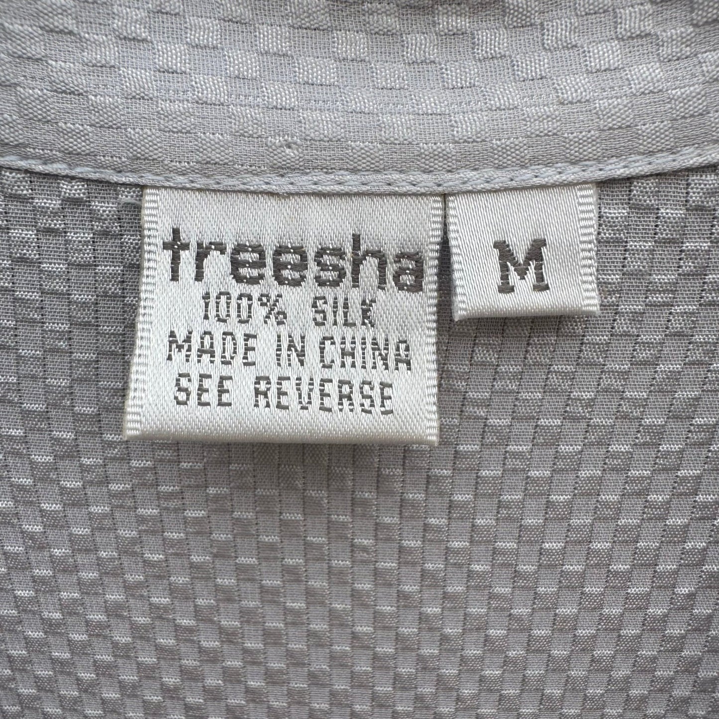 Treesha 100% Silk Jacquard Quiet Luxury Minimalist Sleep Shirt Loungewear M NWT